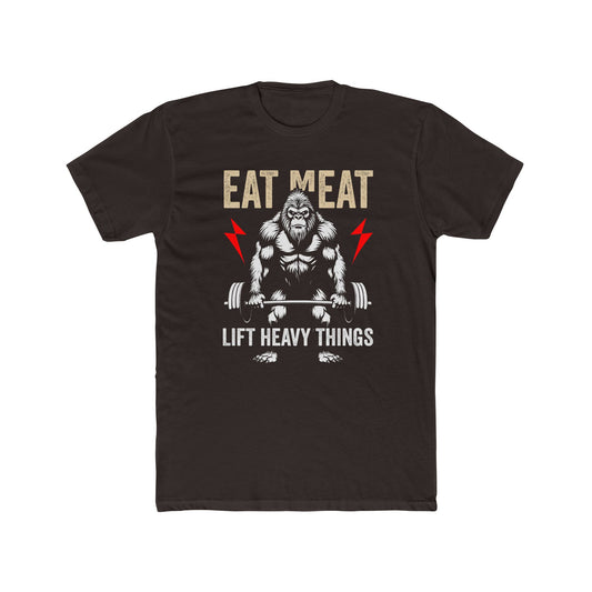 Eat Meat Lift Heavy Things Unisex Cotton Crew Tee - Motivational Fitness Shirt