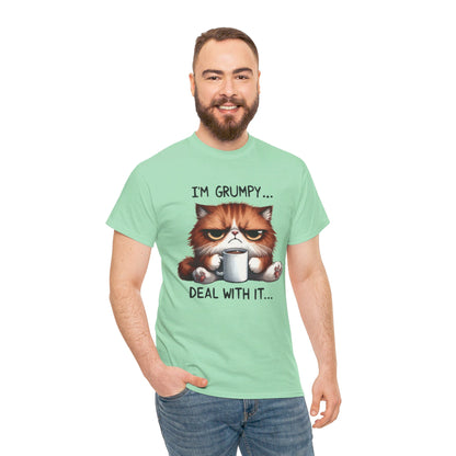 I'm Grumpy Deal With It Cat Unisex Heavy Cotton Tee