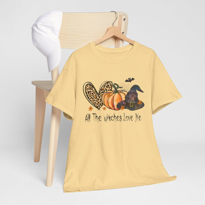 All The Witches Love Me Shirt, Halloween Witch Tee, Unisex Heavy Cotton T-Shirt, Fall Apparel, Fun Halloween Gift