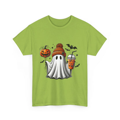 Halloween Coffee Ghost Unisex Heavy Cotton Tee