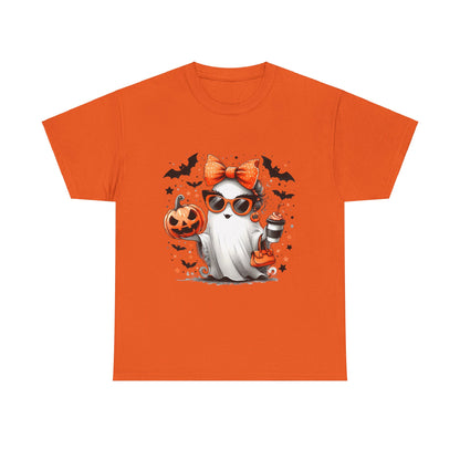 Halloween Cute Coffee Ghost Unisex Heavy Cotton Tee