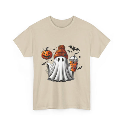 Halloween Coffee Ghost Unisex Heavy Cotton Tee