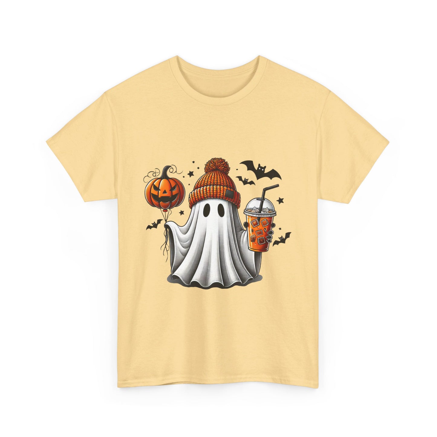 Halloween Coffee Ghost Unisex Heavy Cotton Tee