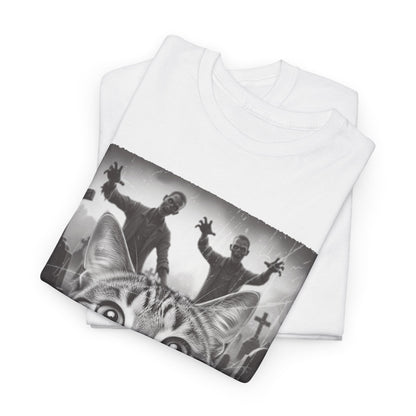 Spooky Cat Cemetery Graphic Tee, Unisex Halloween Shirt, Vintage Cat T-Shirt, Fun Cat Lovers Gift, Halloween Costume Top