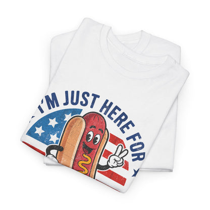 I'm Just Here For The Wieners Patriotic Humor Tee, Funny T-Shirt, BBQ Lover Gift, Summer Fun Shirt, Hot Dog Graphic Tee, 4th of July Celebration Apparel