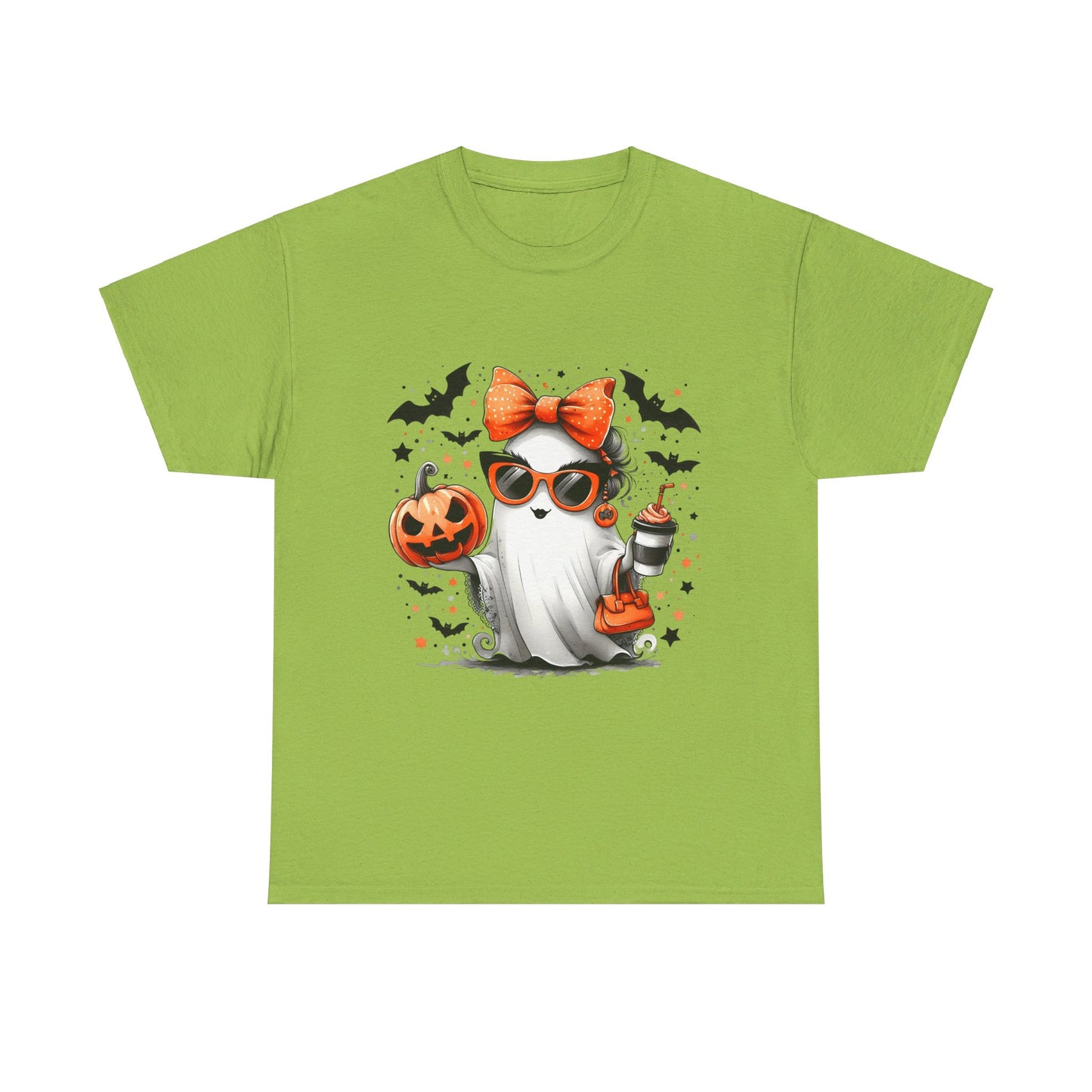 Halloween Cute Coffee Ghost Unisex Heavy Cotton Tee