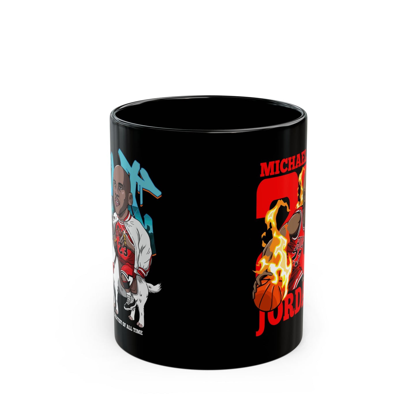 Michael Jordan Goat Fire Ball Black Mug (11oz, 15oz)