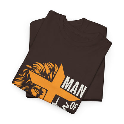 Man of Faith Lion Cross T-Shirt — Christian Faith Tee (1 Corinthians 16:13)