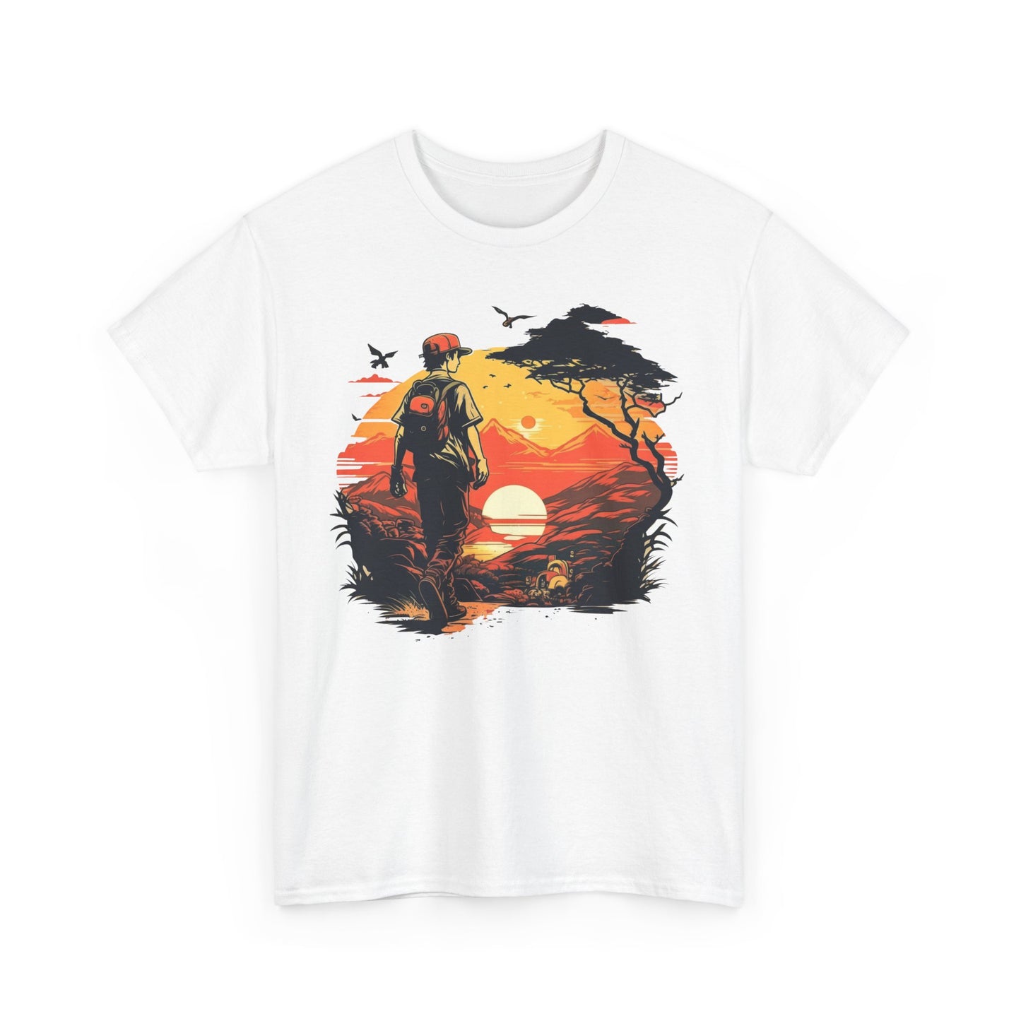 Sunset Hike Walk Unisex Heavy Cotton Tee