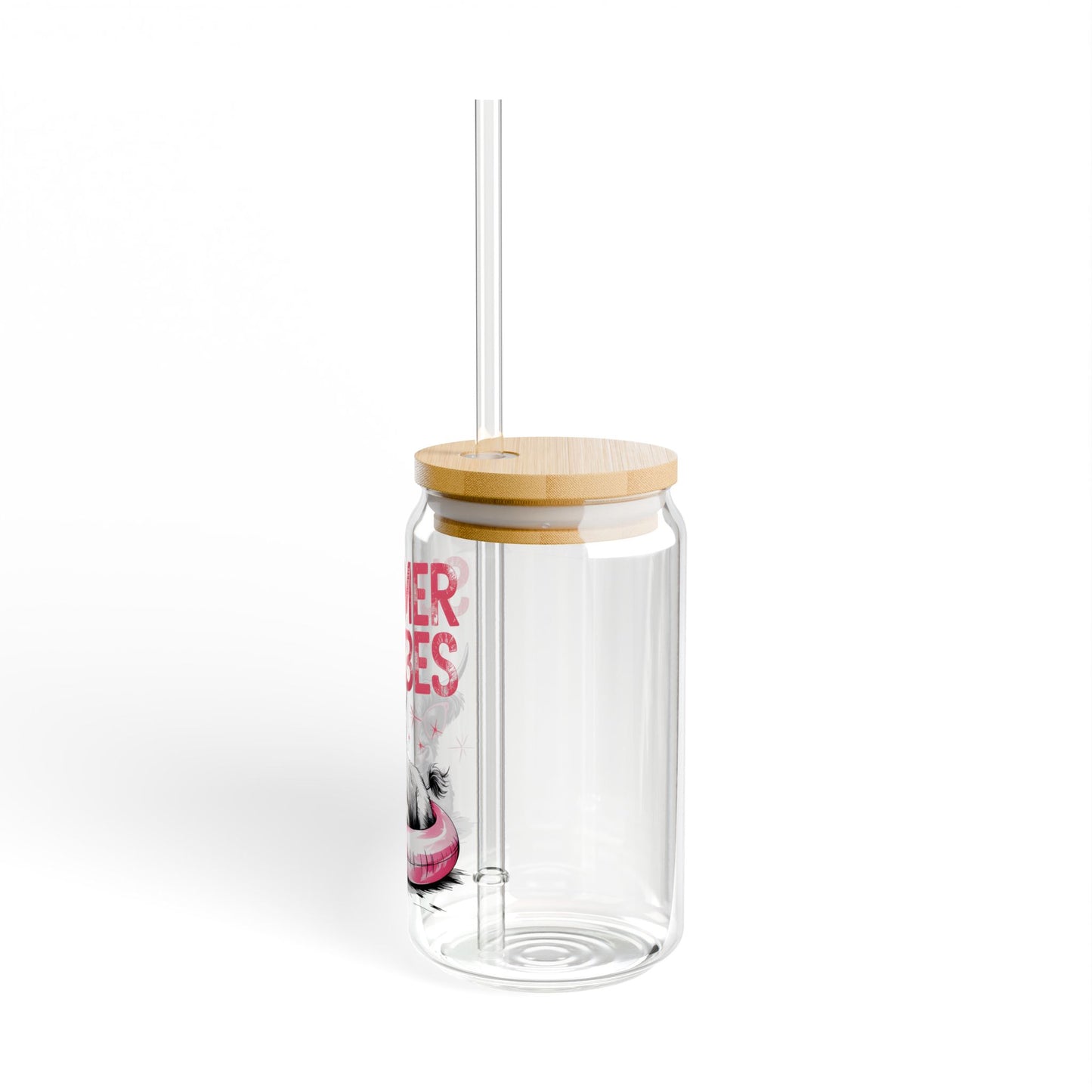 Summer Vibes Sipper Glass - 16oz with Bamboo Lid & Straw