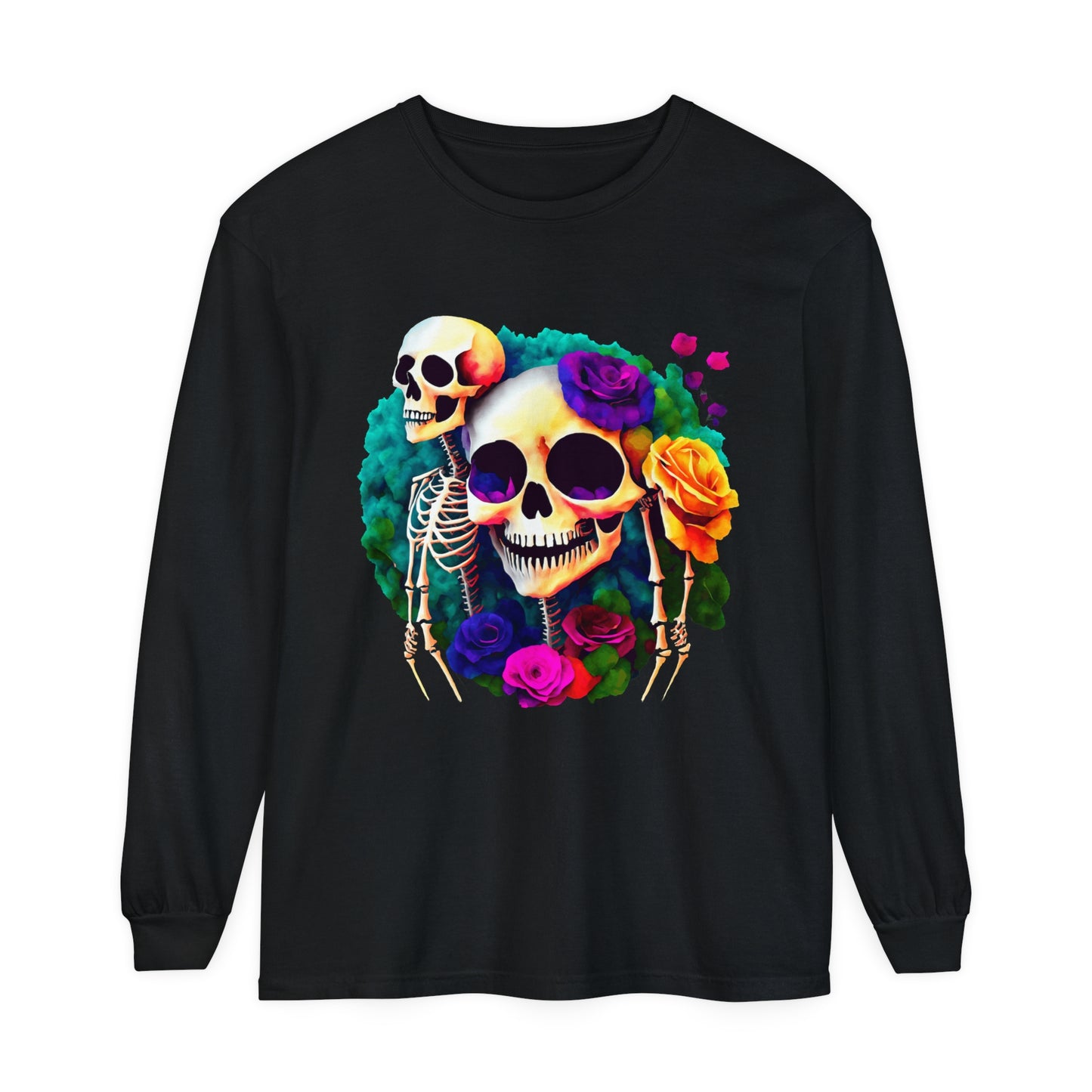 Skeleton Flower Art Long Sleeve T-Shirt