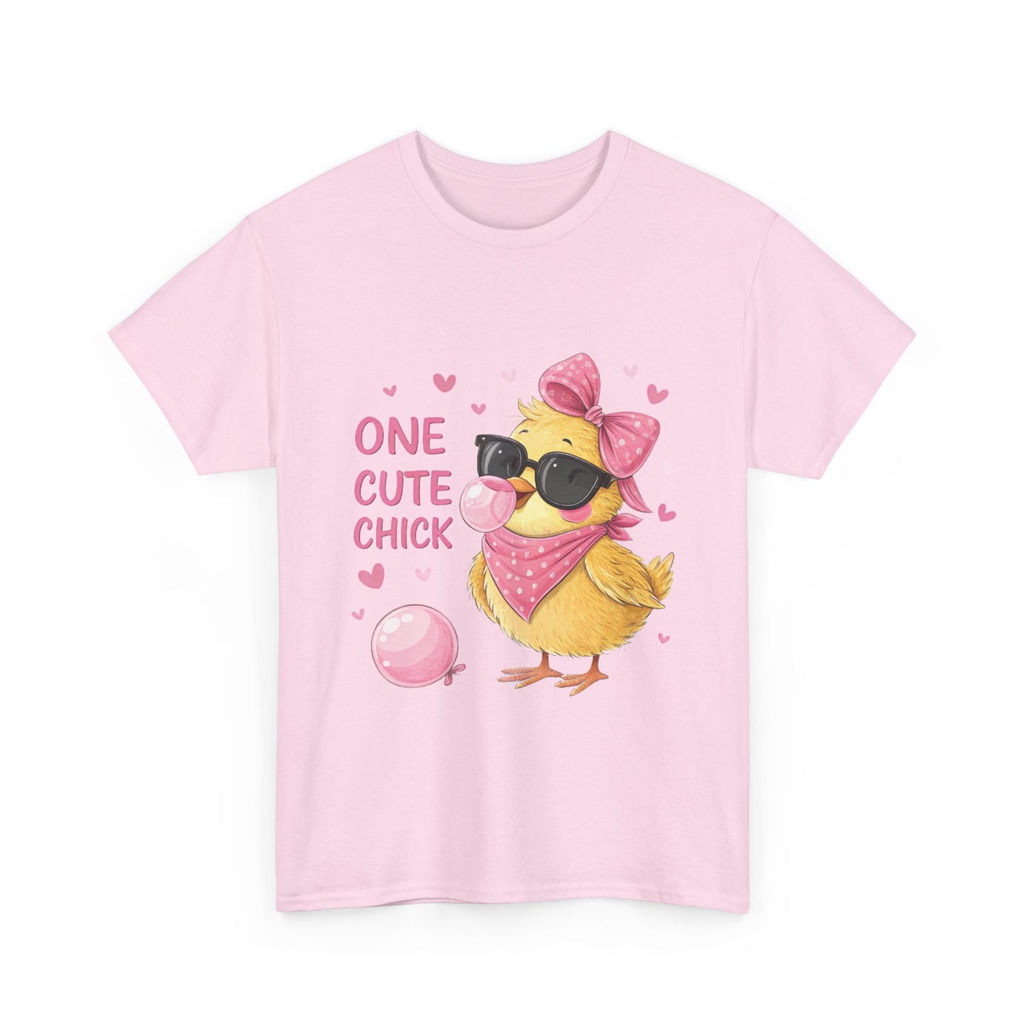 One Cute Chick Unisex Heavy Cotton Tee - Adorable Pink T-Shirt for Spring Celebrations