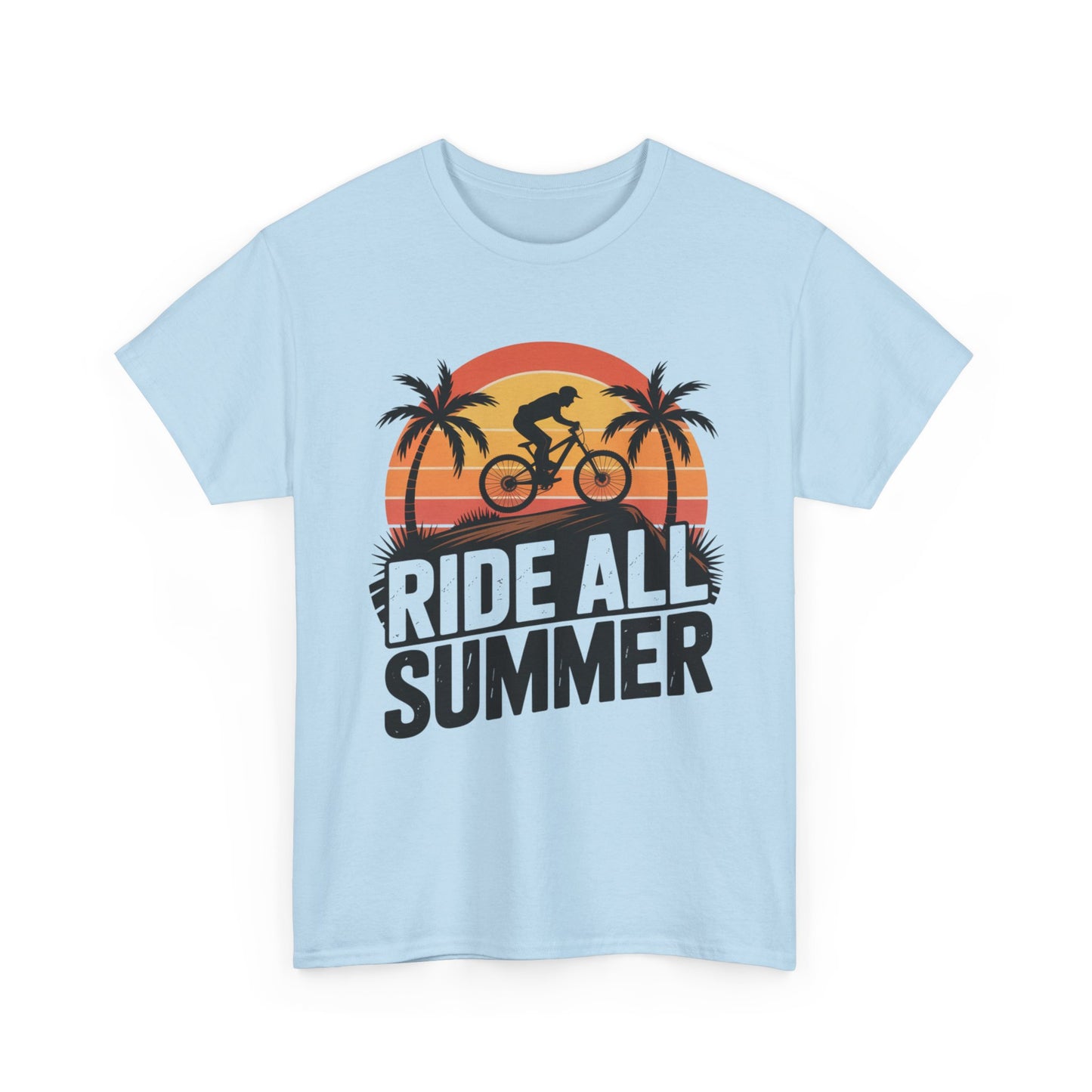 Ride All Summer T-Shirt — Retro Sunset Bike Tee for Cyclists