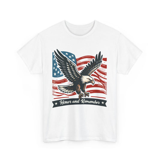 Honor and Remember American Flag Eagle Unisex Heavy Cotton Tee