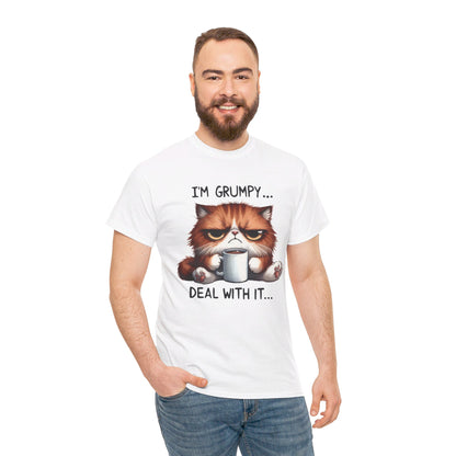 I'm Grumpy Deal With It Cat Unisex Heavy Cotton Tee