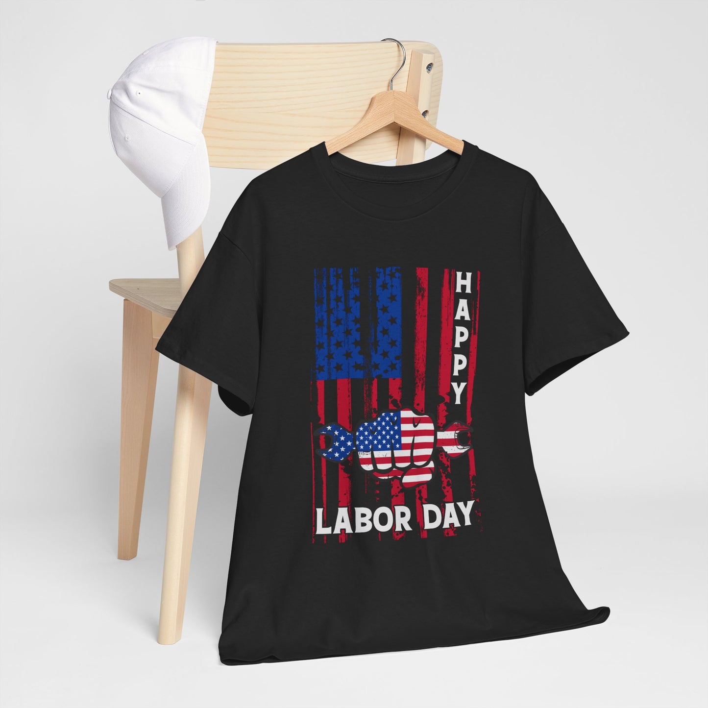 Happy Labor Day Graphic Tee, Patriotic T-Shirt, Unisex Heavy Cotton Tee, Holiday Apparel, Gift for Him/Her