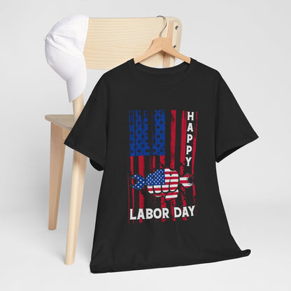 Happy Labor Day Graphic Tee, Patriotic T-Shirt, Unisex Heavy Cotton Tee, Holiday Apparel, Gift for Him/Her