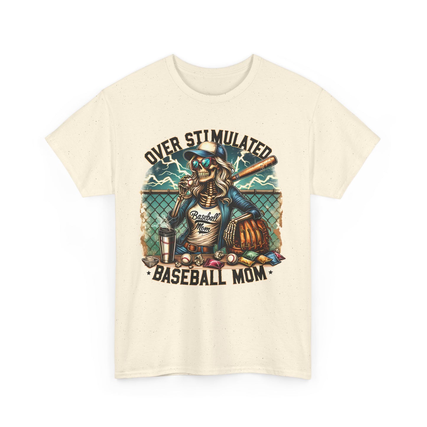 Over Stimulated Baseball Mom Tee | Unisex Heavy Cotton T-Shirt