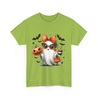 Halloween Cute Coffee Ghost Unisex Heavy Cotton Tee