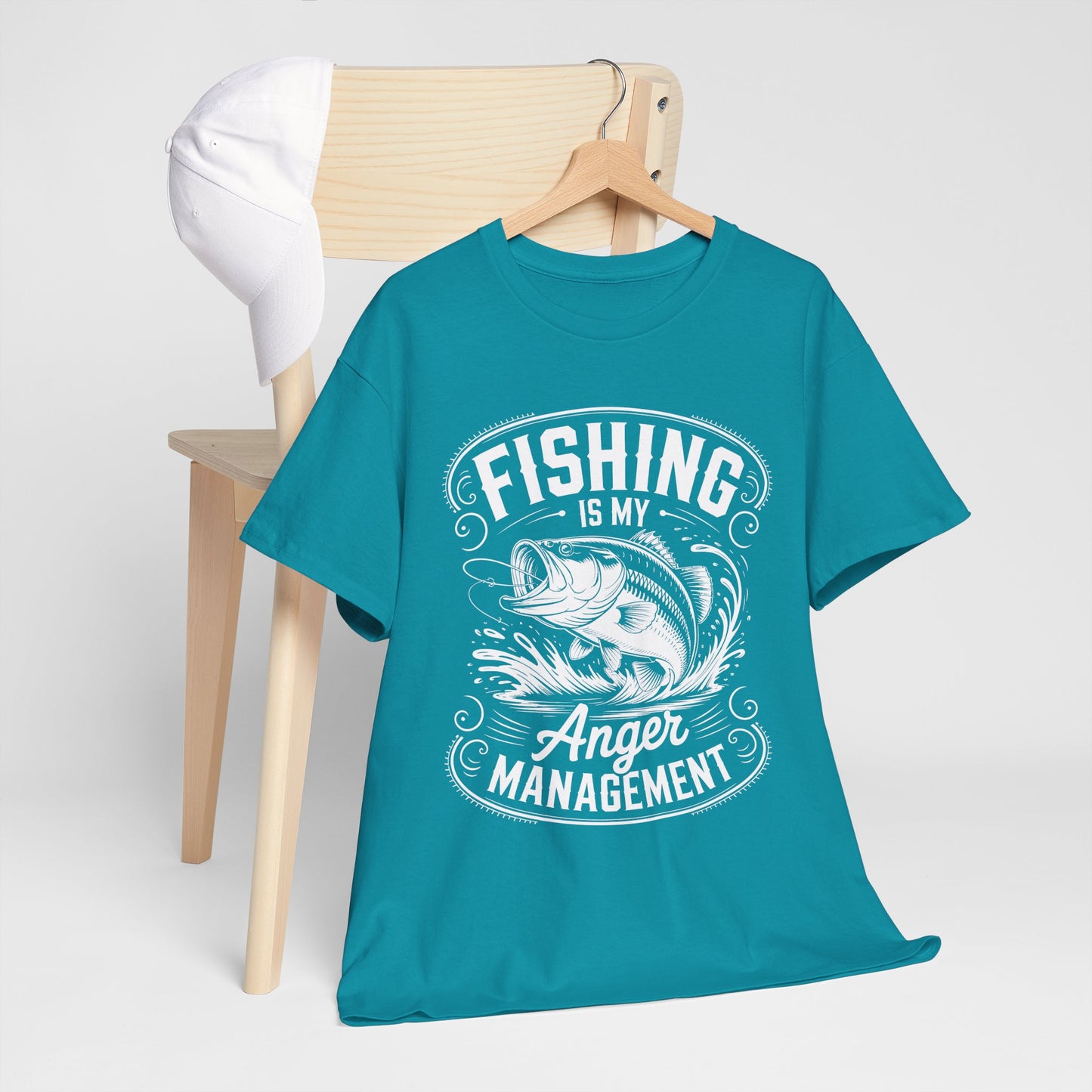 Fishing Is My Anger Management Fishing Humor Tee, Comfort Tee for Anglers, Funny Fishing Shirt, Gift for Fishermen, Casual Wear for Outdoor Lovers
