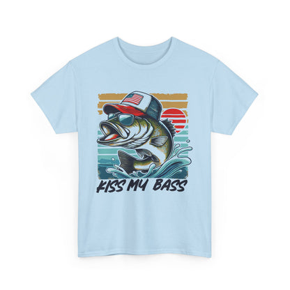 Kiss My Bass Fishing Tee - Unisex Heavy Cotton T-Shirt