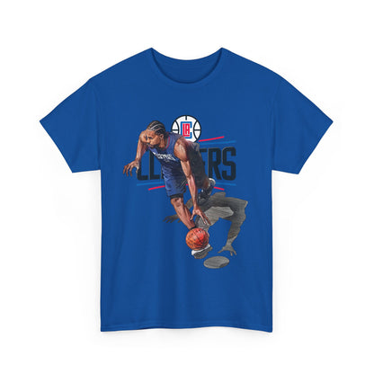 Kawhi Clippers Unisex Heavy Cotton Tee with Basketball Player Graphic, Perfect for Sports Fans, Gifts, Casual Wear, Game Day, Basketball Lovers