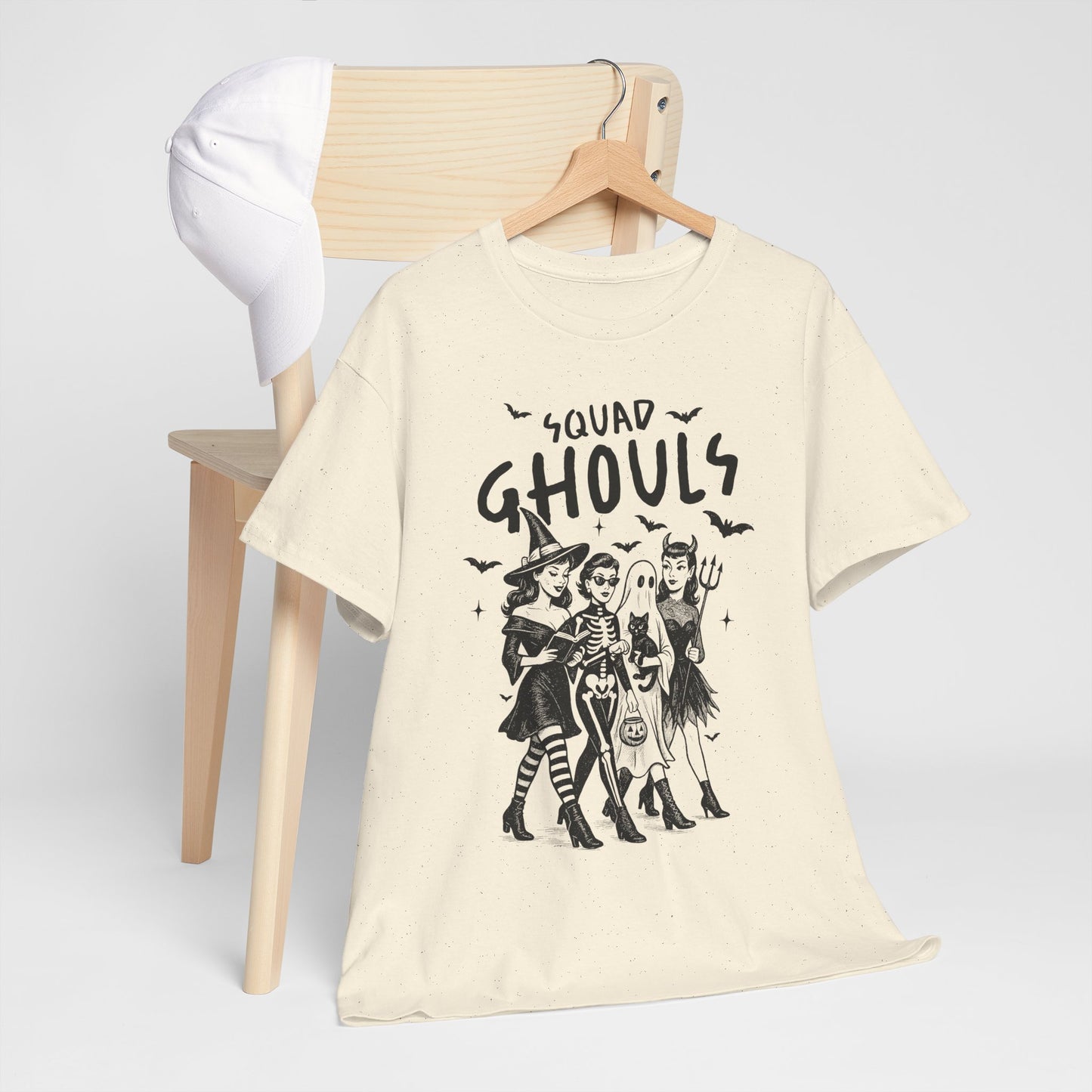 Squad Ghouls Halloween Tee, Unisex Cotton Shirt, Spooky Graphic Tee, Festival Outfits, Halloween Costume Top, Cute Goth Wear
