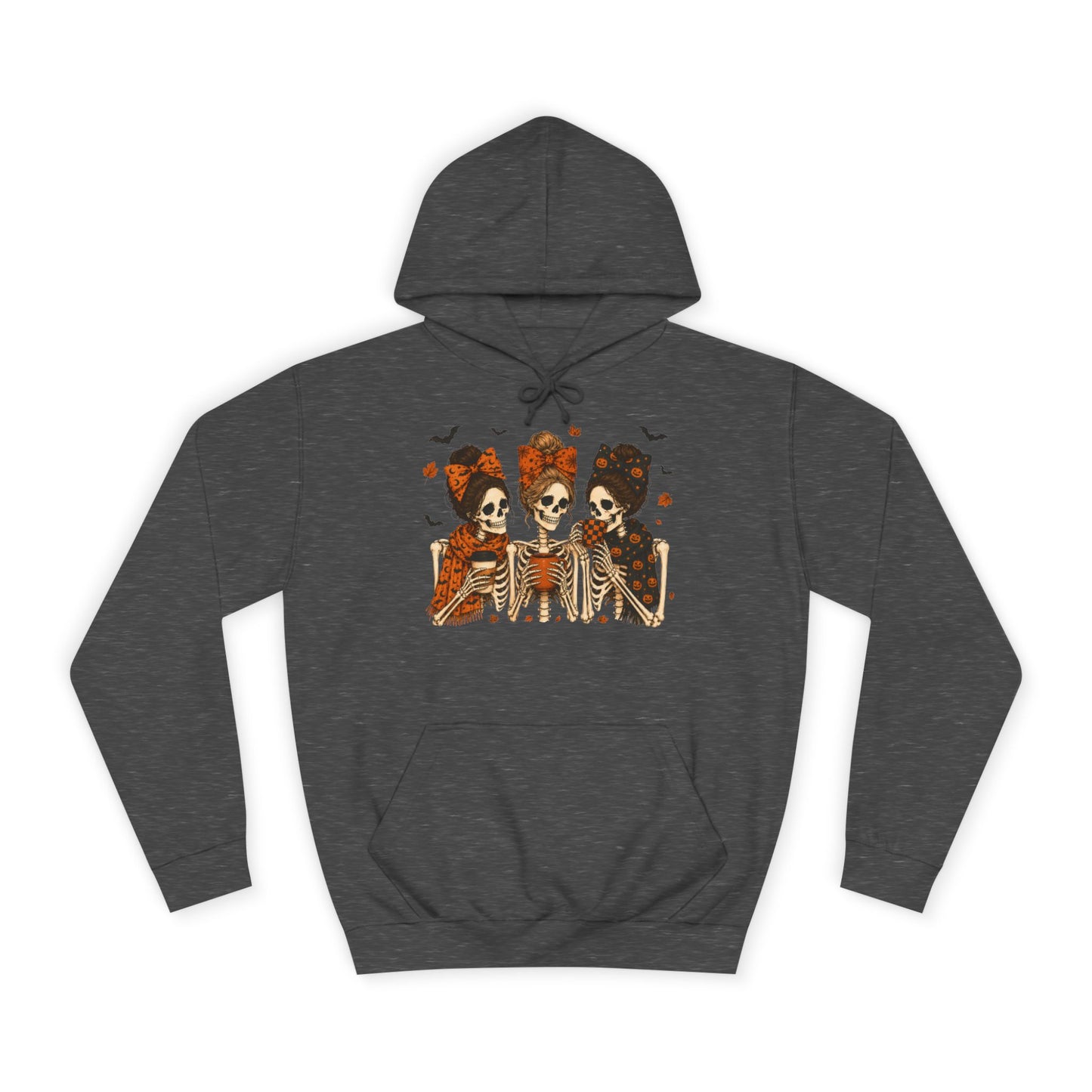 Skeleton Trio Hoodie — Vintage Day of the Dead Friends Halloween Sweatshirt