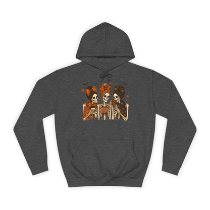 Skeleton Trio Hoodie — Vintage Day of the Dead Friends Halloween Sweatshirt