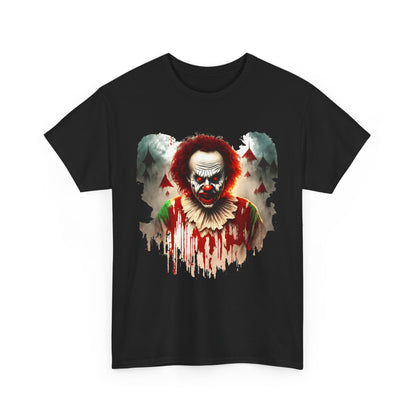 Spooky Clown Tee for Horror Fans, Unisex T-Shirt, Halloween Costume Top, Scary Graphic Shirt, Perfect for Horror Movie Night