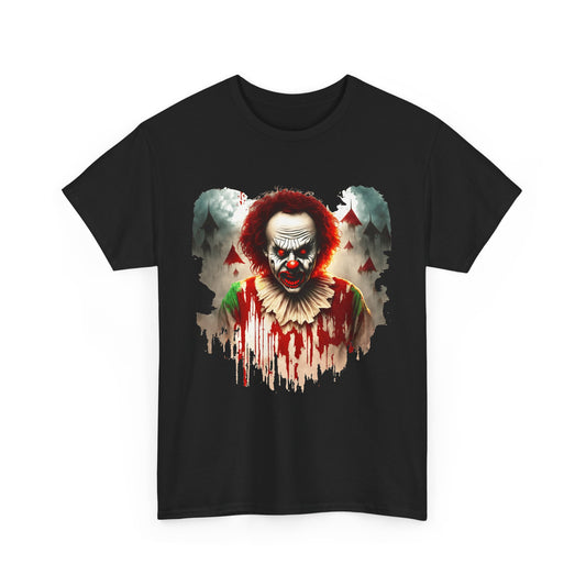 Spooky Clown Tee for Horror Fans, Unisex T-Shirt, Halloween Costume Top, Scary Graphic Shirt, Perfect for Horror Movie Night