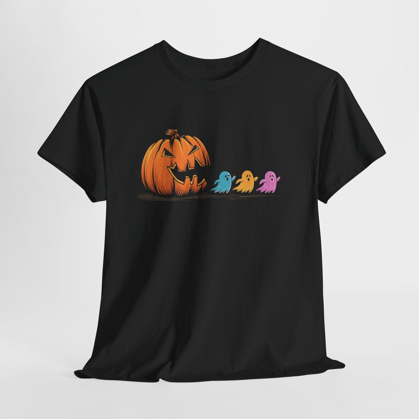 Pumpkin Pacman Halloween Pumpkin Ghost Tee, Spooky T-Shirt, Unisex Halloween Shirt, Fall Festival Apparel, Costume Party Top