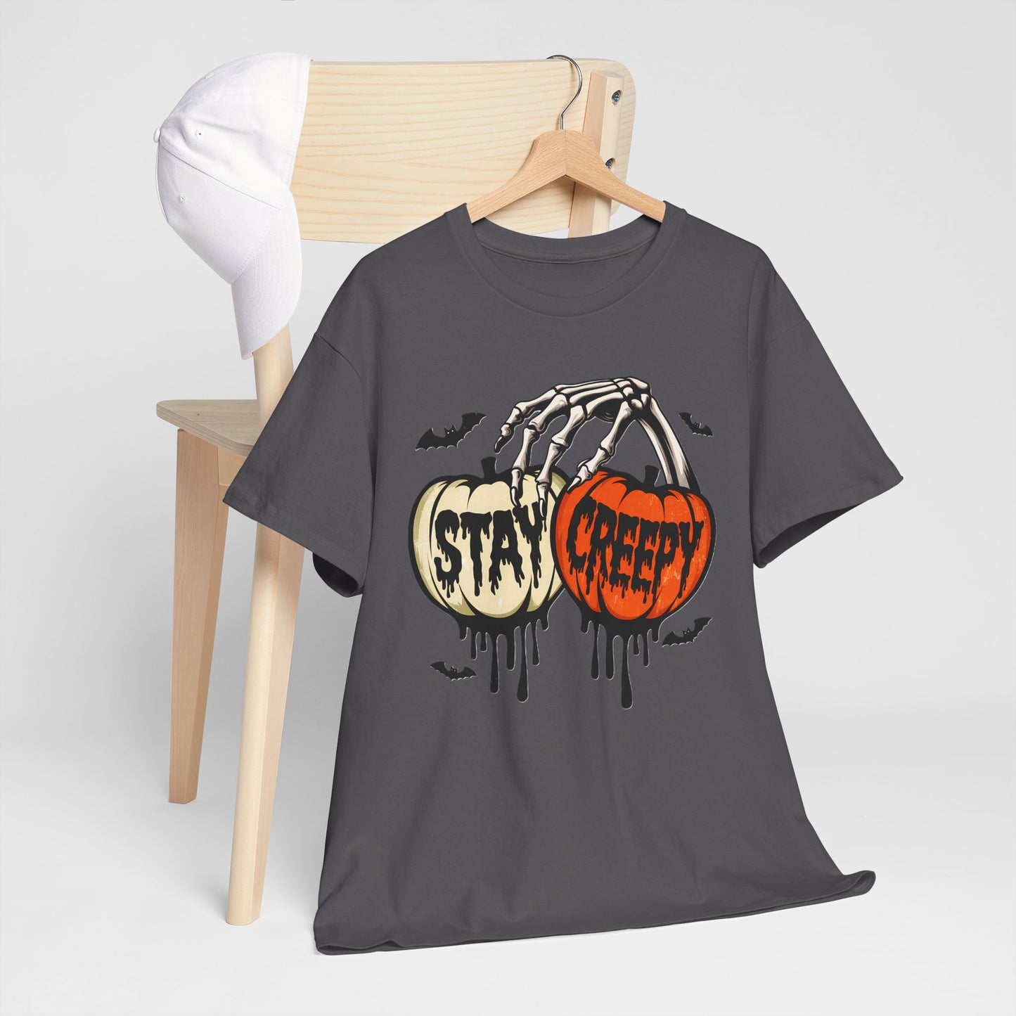 Stay Creepy Halloween Skeleton Graphic Tee, Spooky Shirt for Fall, Unisex Cotton Tee, Stay Creepy Shirt, Perfect Gift for Halloween