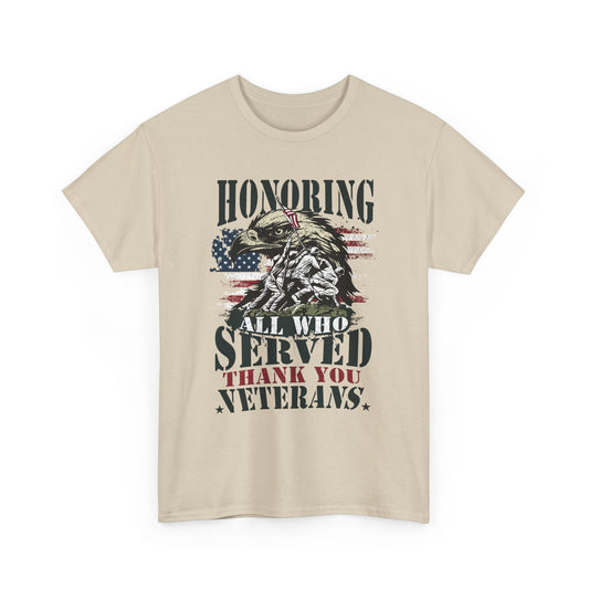 "Honoring All Who Served" Veterans Tribute T-Shirt Patriotic Eagle Tee