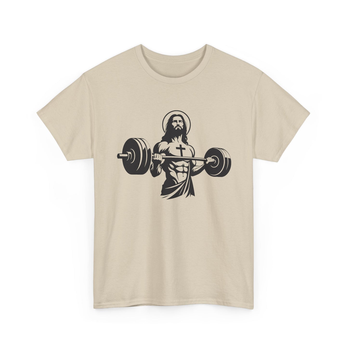 Jesus Lifting Weights T-Shirt — Christian Gym Tee