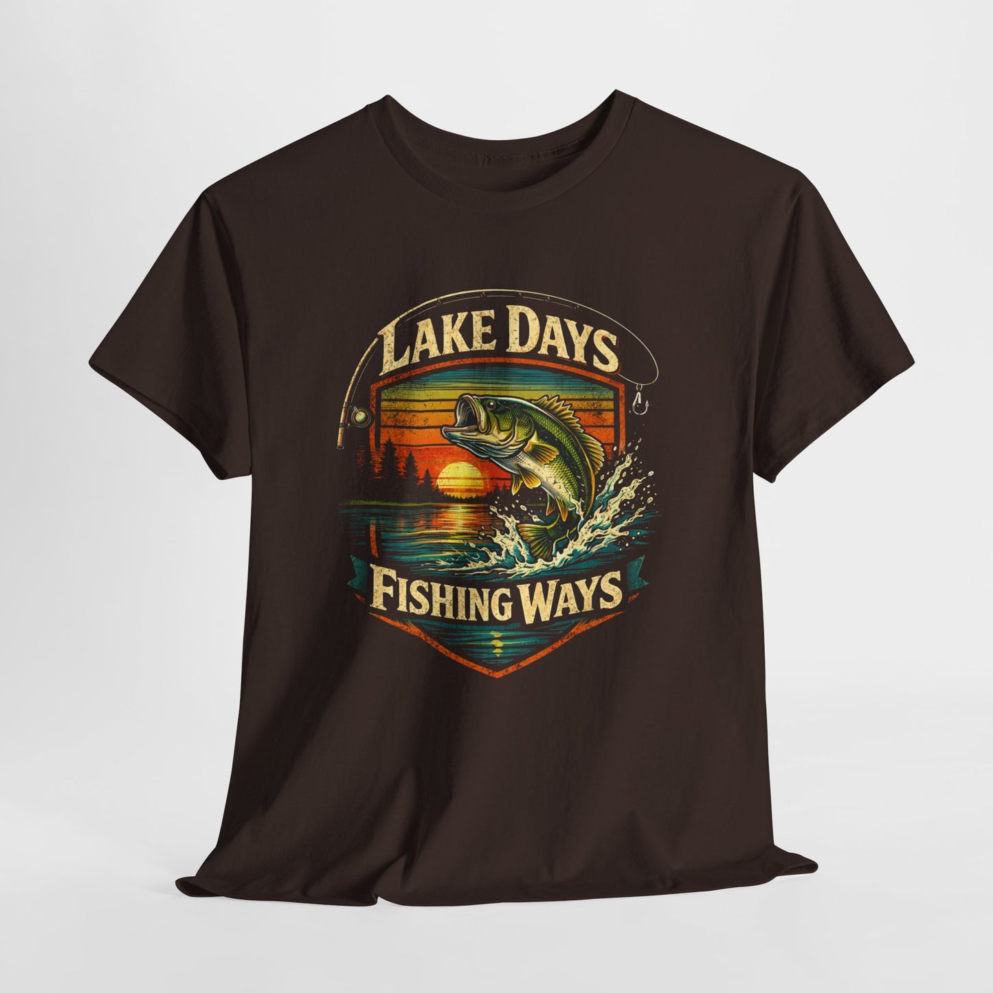 Lake Days Fishing Ways Vintage Bass Graphic Shirt Fishing Tee