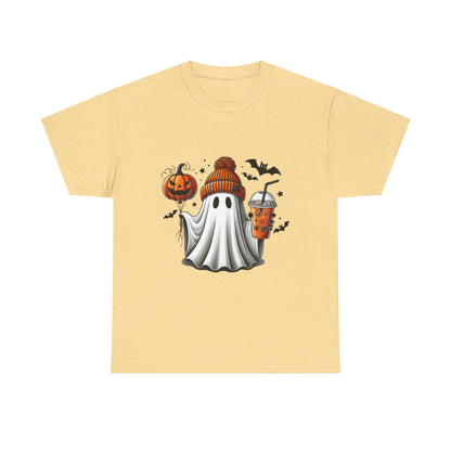 Halloween Coffee Ghost Unisex Heavy Cotton Tee