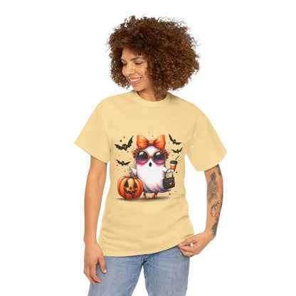 Coffee Girl Ghost Purse and Heals Unisex Heavy Cotton Tee