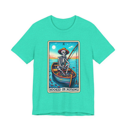 Hooked On Nothing Skeleton Fisherman Tee - Hooked on Nothing, Funny T-Shirt, Halloween Costume, Fishing Humor, Gift for Him/Her, Unique Graphic Tee
