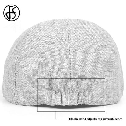 Women Men Linen Cotton Beret Caps Spring Winter Newsboy Flat Ivy Sun Hat Outdoor Casual Solid Color White Adjustable Berets