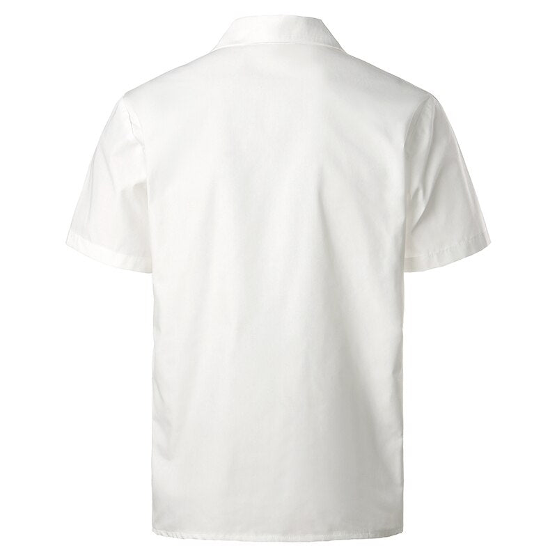 White Cuban Camp Guayabera Shirt Men Stylish Embroidered Woven Button-Down Shirts Mens Mexican Caribbean Style Beach Shirts 2XL