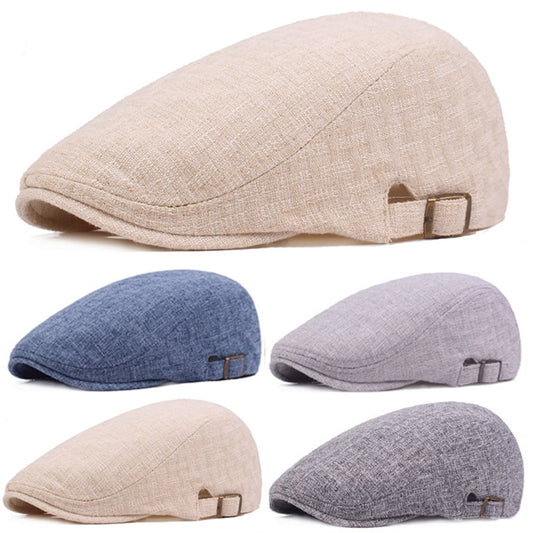 Women Men Linen Cotton Berets Hat Outdoor Travel Hats Adjustable Cabbie Caps HATCS0340