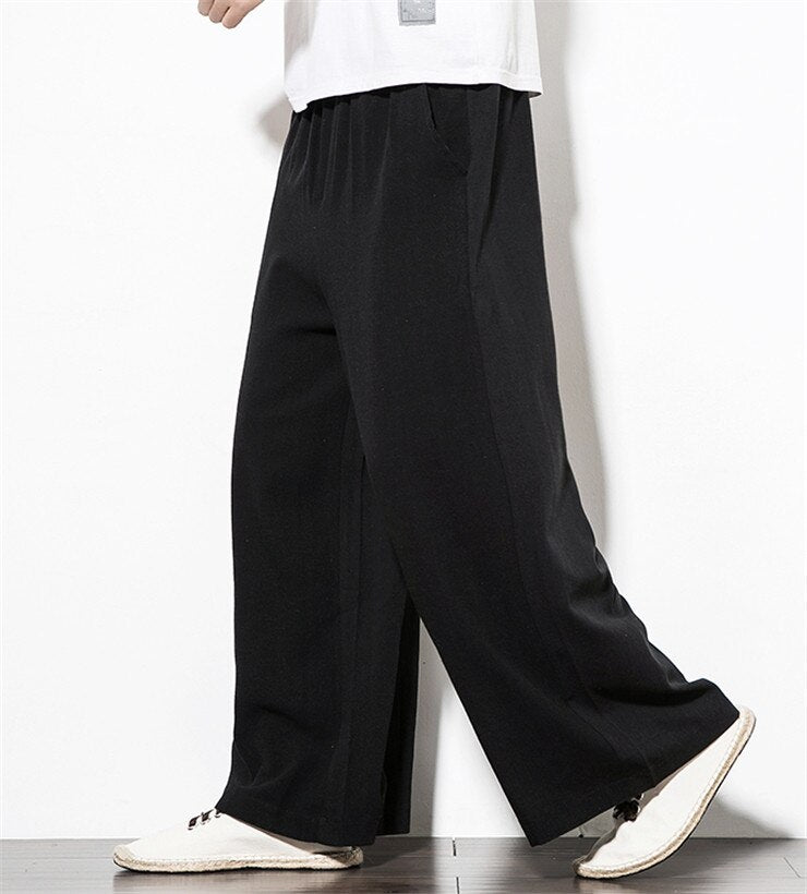 Autumn Plus Size Hip Hop wide leg Pants Men Casual Loose Trousers big size cotton linen pants Joggers M-5XL 6xl 7xl