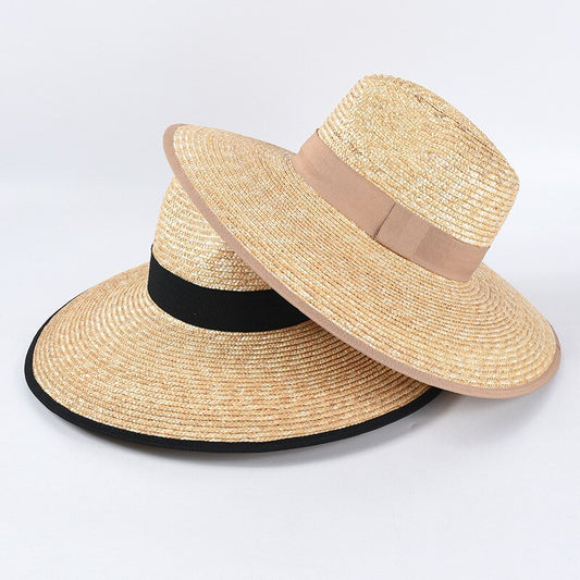 New summer hats women wide brim sun hats natural wheat straw hats rimmed jazz crown straw sun hats