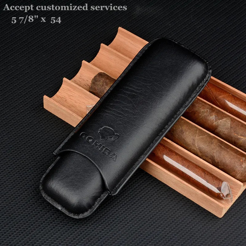 Cohiba Leather Cigar Case 2 Tube Cigar Holder Mini Humidor Travel Cigar Box Portable Cigar Accessory  Christmas Gift for Men