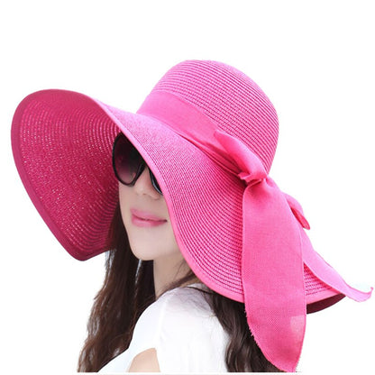 Elegant Ladies Summer Hats 2020 New Straw Hats For Fashion Bow Women Beach Sun Hats Foldable hat Chapeau Femme