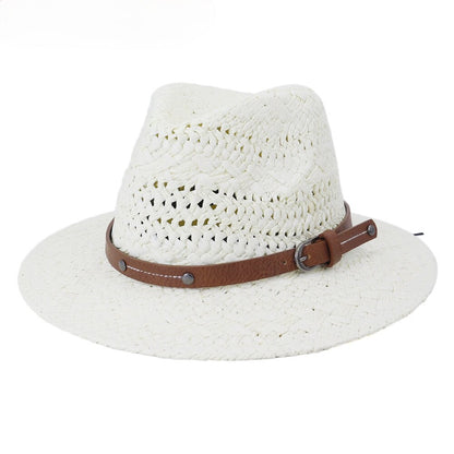 Women Handmade Sun Hat Summer Straw Hats Wide Brim Fedora Jazz Cap Men Unisex Panama Hat