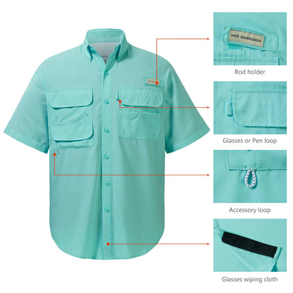 Bassdash UPF 50 Men’s Fishing Dress Shirt Button Down Woven Short Sleeve Outdoor