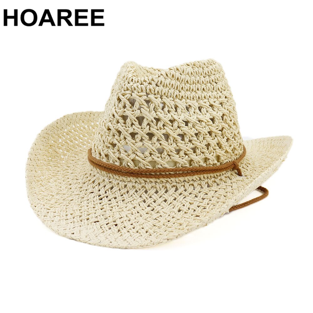 Western Cowboy Hat Women Sun Hat Cowgirl Summer Hats for Men Hollow Out Lady Straw Hat Brown Beach Cap Panama