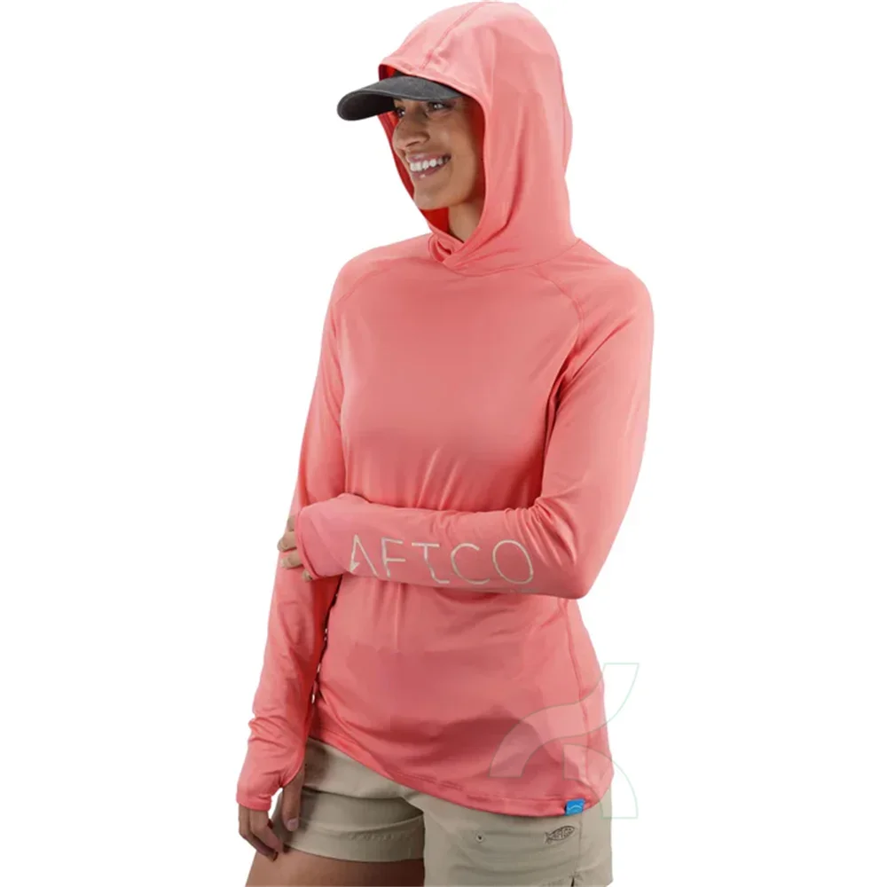 Women Fishing Shirt UPF 50+ Hooded Fishing Clothes Sun Protection Long Sleeve Hoodie Women Outdoor Summer Jersey Camisa De Pesca